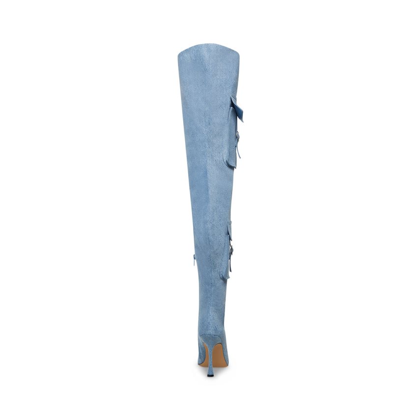 Botas Hasta La Rodilla Steve Madden Brittany Denim Fabric Mujer Azules | ES RIE1S4